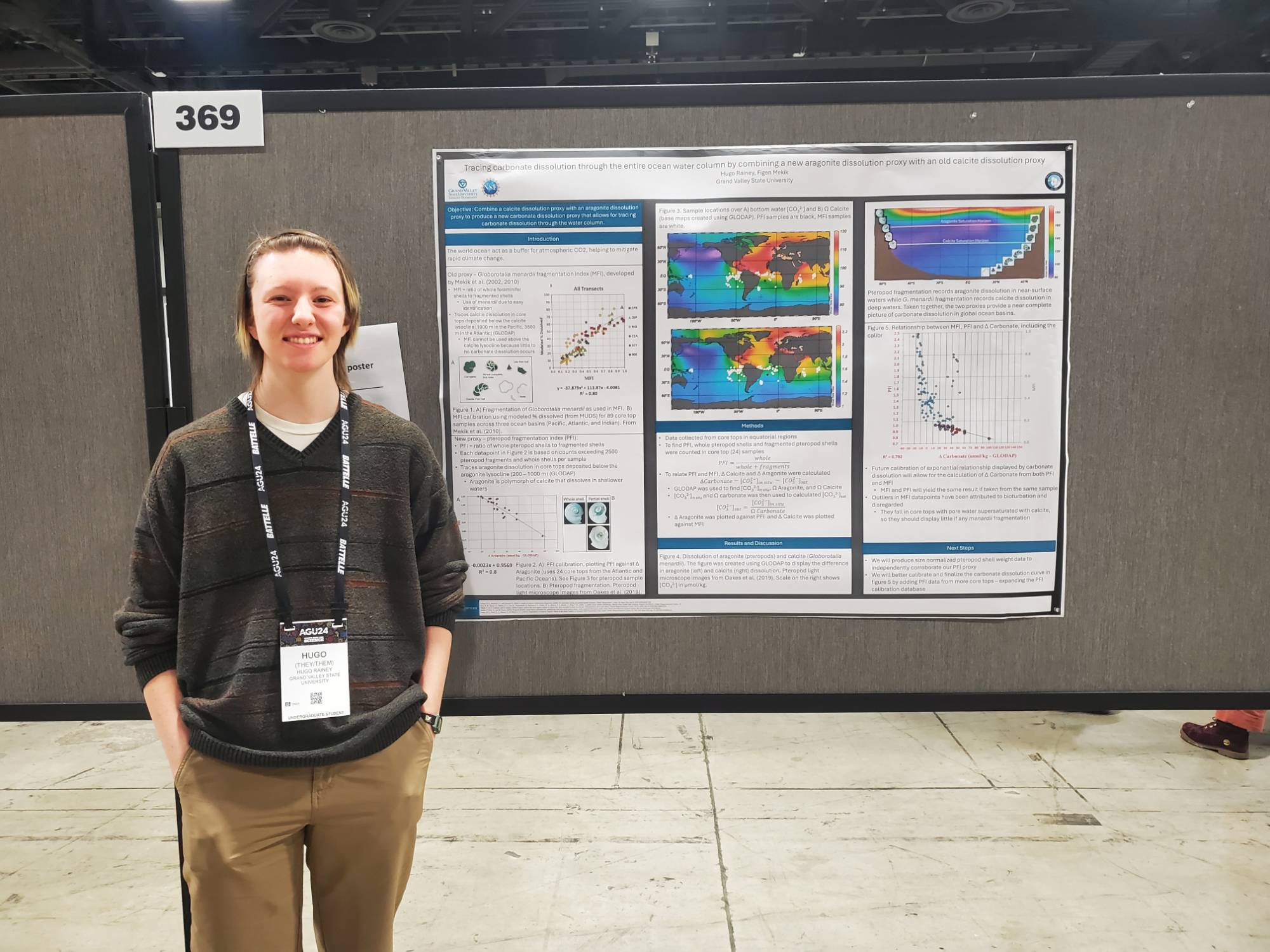 Hugo Rainey presenting his poster at AGU